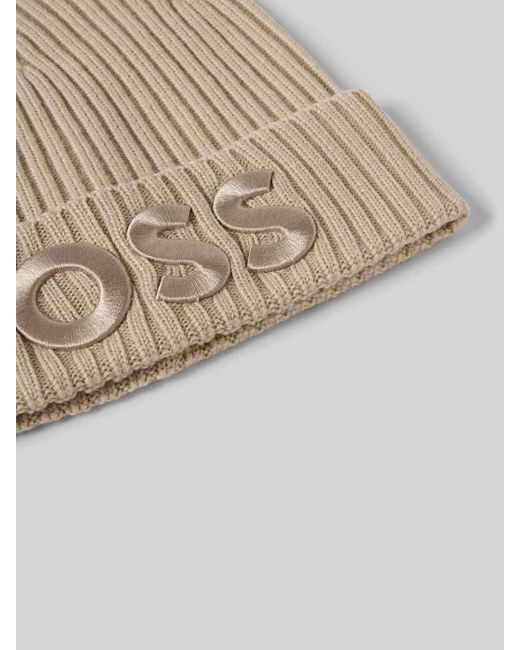 Boss Natural Beanie aus reiner Schurwolle Modell 'LARA_HAT'