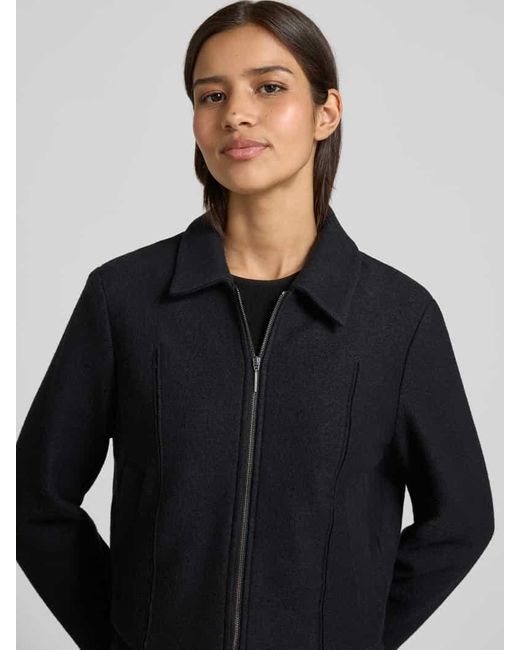 Marc Cain Black Regular Fit Blazer aus Schurwolle mit Zweiwege-Reißverschluss