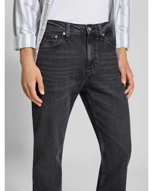 Tommy Hilfiger Slim Fit Straight Leg Jeans Van Katoenmix in het Black voor heren