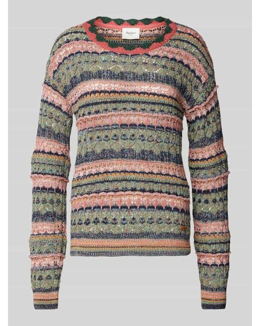 Pepe Jeans Gray Strickpullover mit gerippten Abschlüssen Modell 'NADJA'