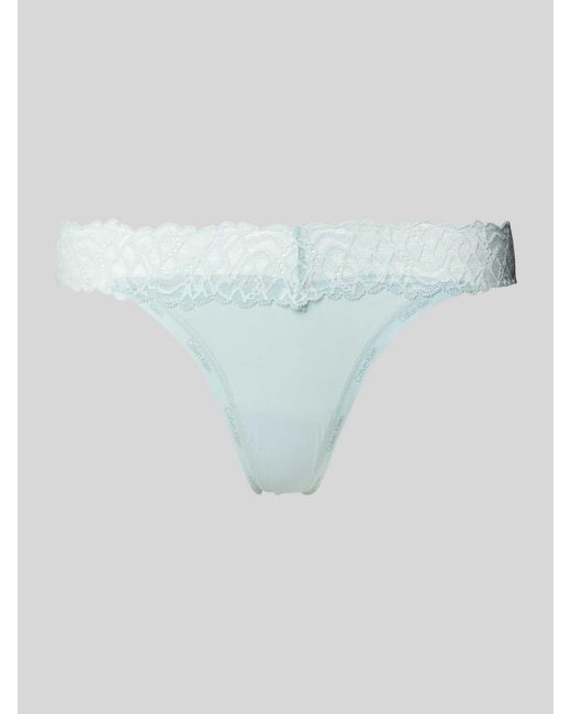 Calvin Klein String Met Kantgarnering in het Blue