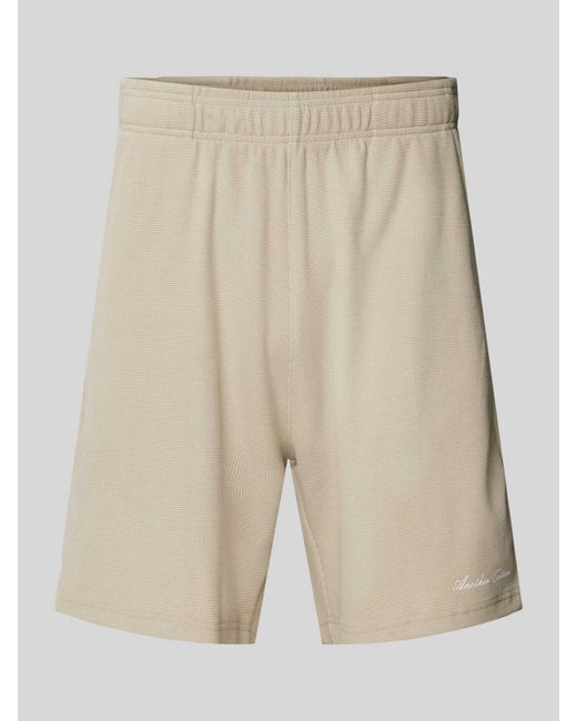 Another Cotton Lab Korte Relaxed Fit Broek Met Structuurmotief in het Natural voor heren