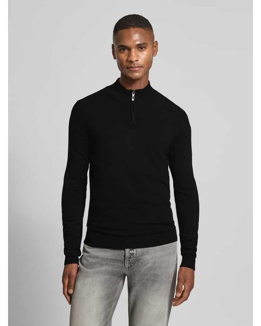 Antony Morato Slim Fit Strickpullover mit Troyer-Kragen in Black für Herren