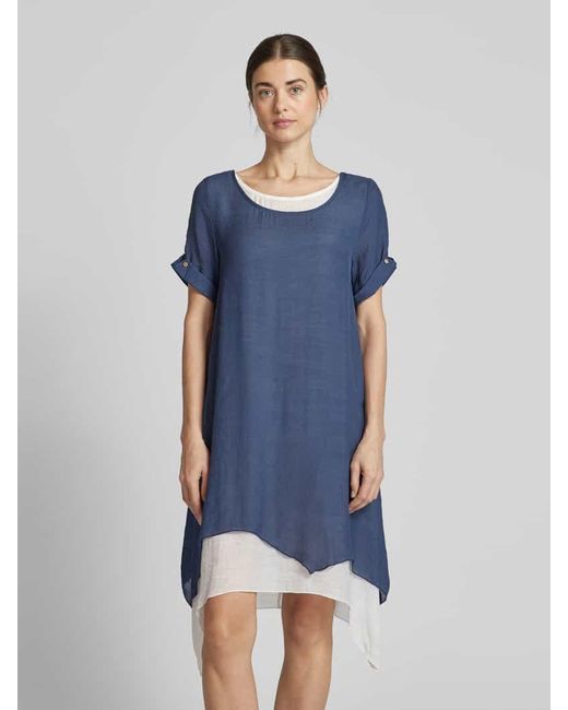 Apricot Blue Knielanges Kleid aus Viskose-Mix
