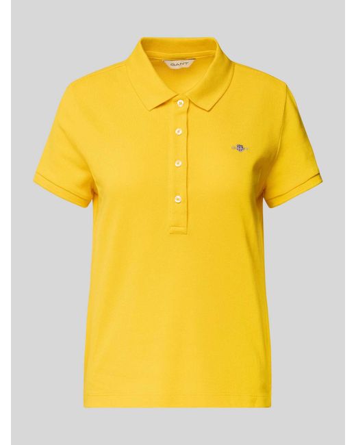 Gant Poloshirt Met Labelstitching in het Yellow
