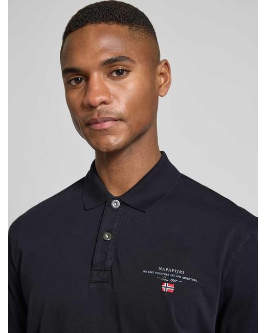 Napapijri Regular Fit Poloshirt mit Label-Stitching Modell 'elbas' in Black für Herren