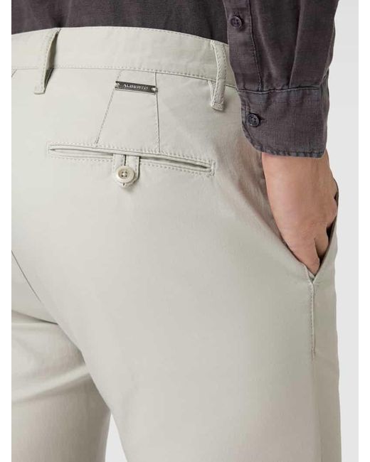 ALBERTO Slim Fit Chino mit seitlichen Eingrifftaschen Modell 'ROB' in Gray für Herren