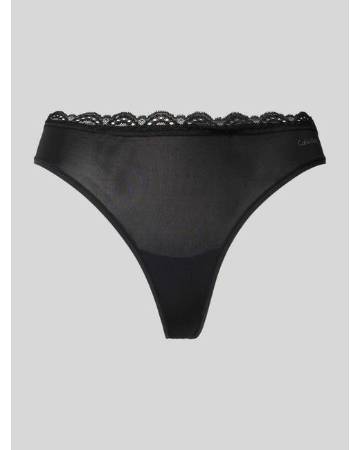 Calvin Klein String Met Kantgarnering in het Black