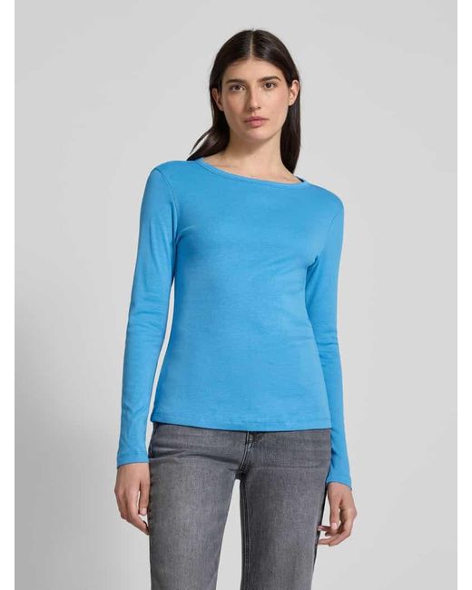 S.oliver Blue Regular Fit Langarmshirt aus reiner Baumwolle