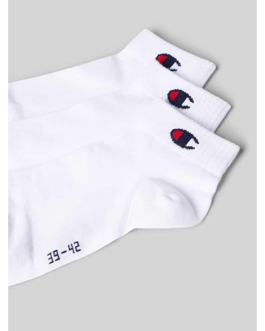 Champion Socken mit Logo-Detail Modell 'QUARTER' im 3er-Pack in White für Herren