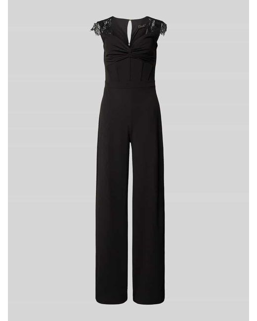 Lipsy Black Jumpsuit Mit Spitzenbesatz