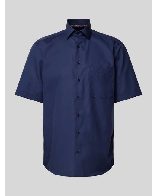 Eterna Comfort Fit Zakelijk Overhemd Met Borstzak in het Blue voor heren