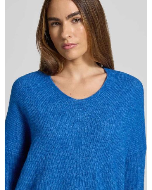 Mos Mosh Blue Oversized Strickpullover mit gerippten Abschlüssen Modell 'THORA'