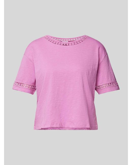 Jake*s Pink T-Shirt mit Häkelspitze