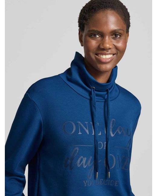 Soya Concept Sweatshirt Met Opstaande Kraag En Tunnelkoord, Model 'Banu' in het Blue