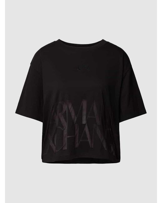 Armani Exchange Black T-Shirt mit Label-Print
