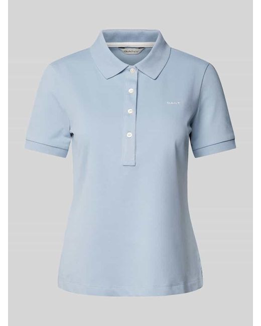 Gant Blue Regular Fit Poloshirt im unifarbenen Design