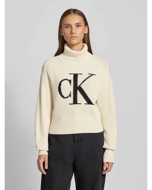 Calvin Klein Natural Strickpullover mit Rollkragen