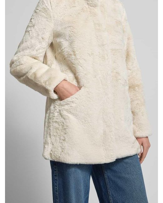 ONLY Natural Regular Fit Webpelzmantel Mit Stehkragen Modell 'Vida'
