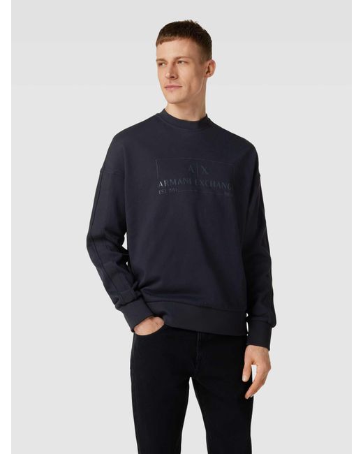 Armani Exchange Sweatshirt mit Label-Print in Blue für Herren