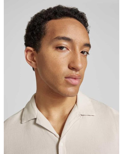 Jack & Jones Relaxed Fit Freizeithemd mit Resortkragen Modell 'WAYNE' in Natural für Herren