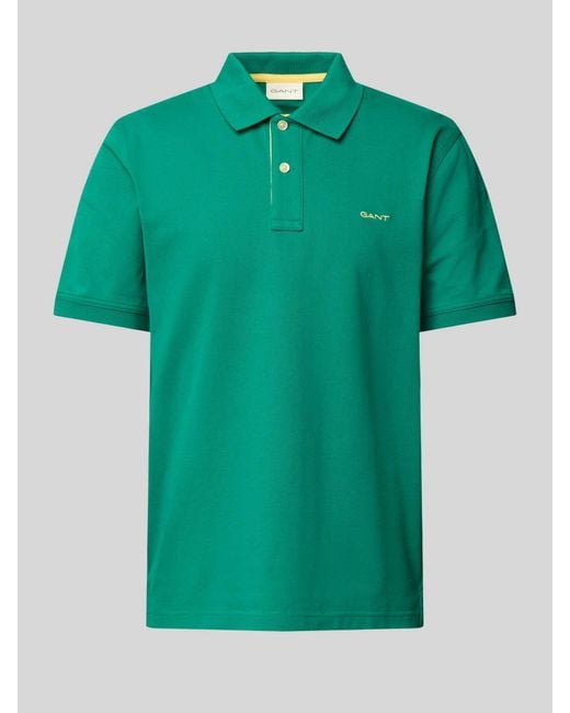 Gant Regular Fit Poloshirt Met Labelstitching in het Green voor heren