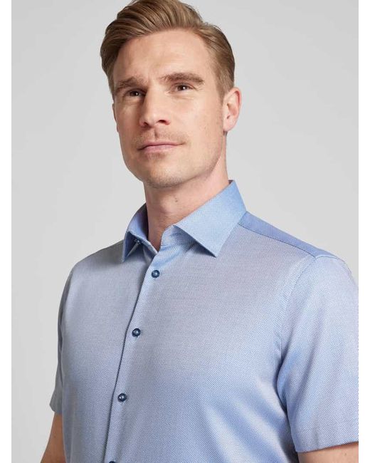 Christian Berg Men Regular Fit Business-Hemd mit 1/2-Arm in Blue für Herren