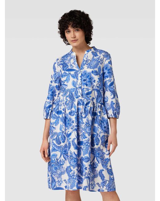 White Label Blue Kleid mit floralem Allover-Muster