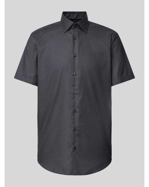 Christian Berg Men Regular Fit Zakelijk Overhemd Met Fijn Gestructureerd Motief in het Black voor heren