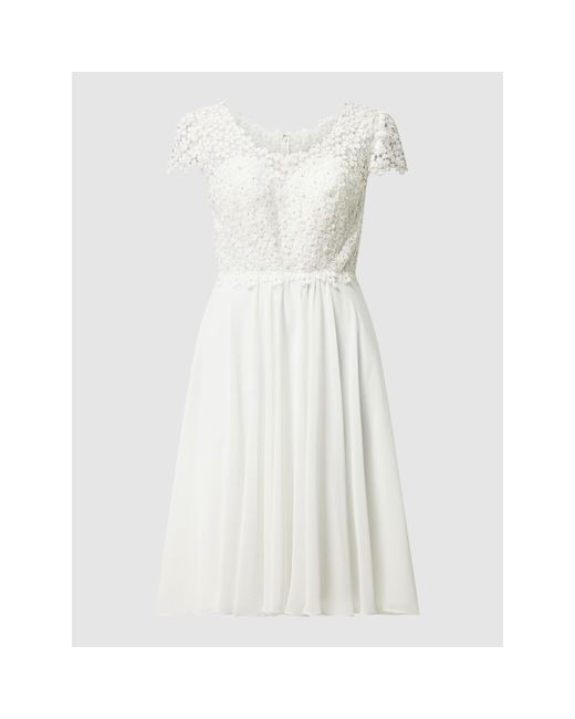 Luxuar White Brautkleid aus Mesh und Spitze