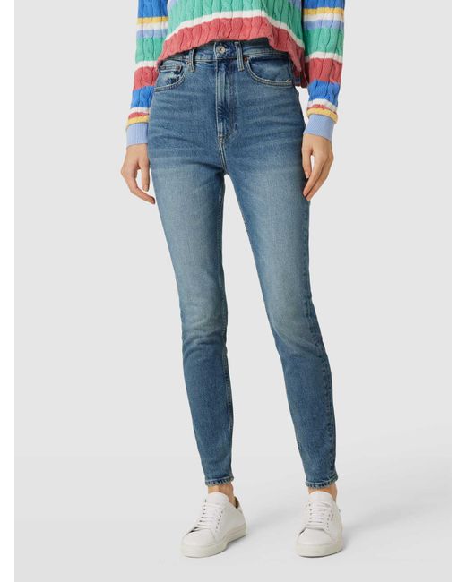Polo Ralph Lauren Blue High Waist Slim Fit Jeans im 5-Pocket-Design
