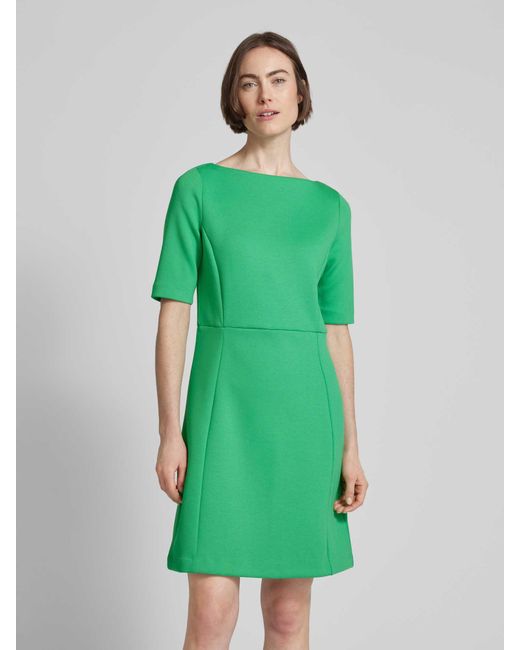 Zero Green Knielanges Kleid mit U-Boot-Ausschnitt