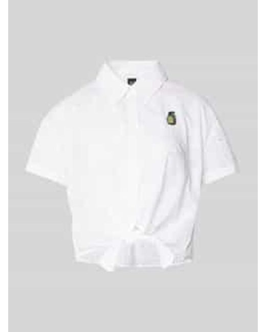 Marc Cain Korte Blouse Met Broderie Anglaise En Knoopdetail in het White
