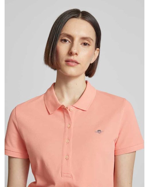 Gant Pink Slim Fit Poloshirt mit Label-Stitching
