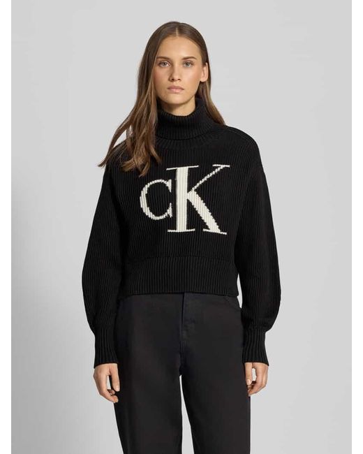 Calvin Klein Black Strickpullover mit Rollkragen