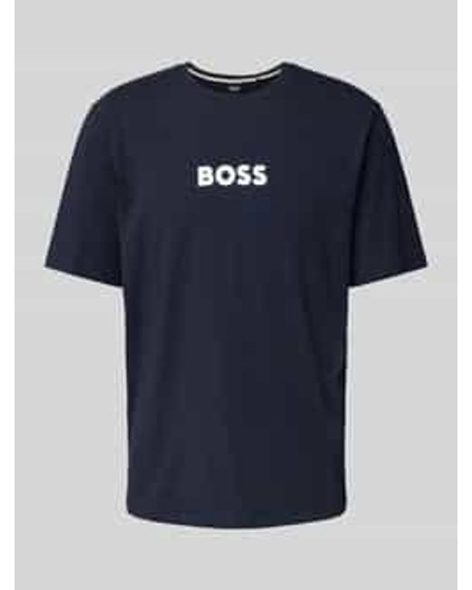 Boss Pyjamabovendeel Met Labelprint in het Blue voor heren