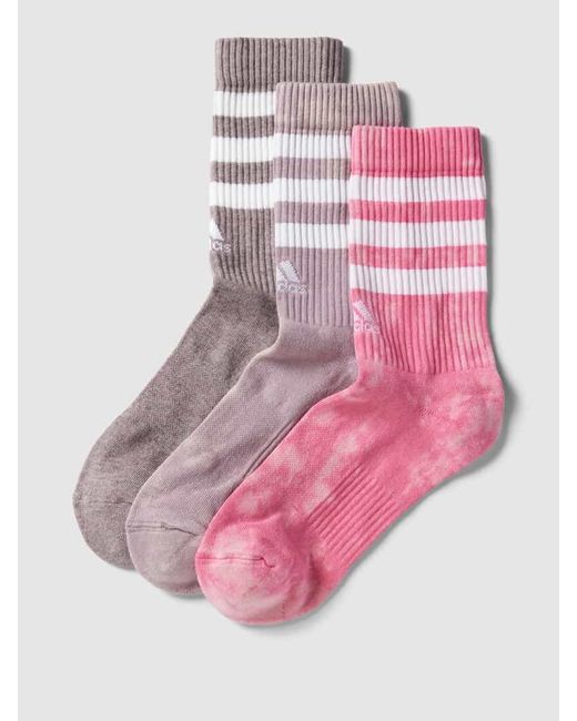 Adidas Pink Socken mit Kontraststreifen im 3er-Pack