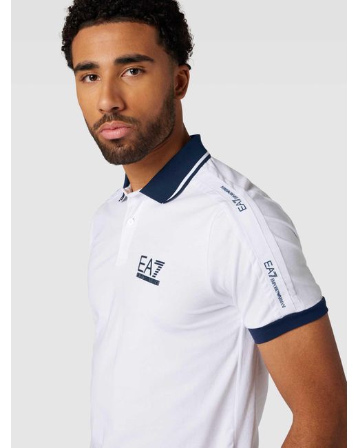 EA7 Regular Fit Poloshirt Met Labelprint in het White voor heren