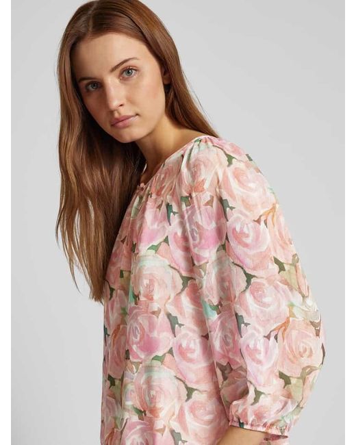 MORE&MORE Pink Bluse mit floralem Print