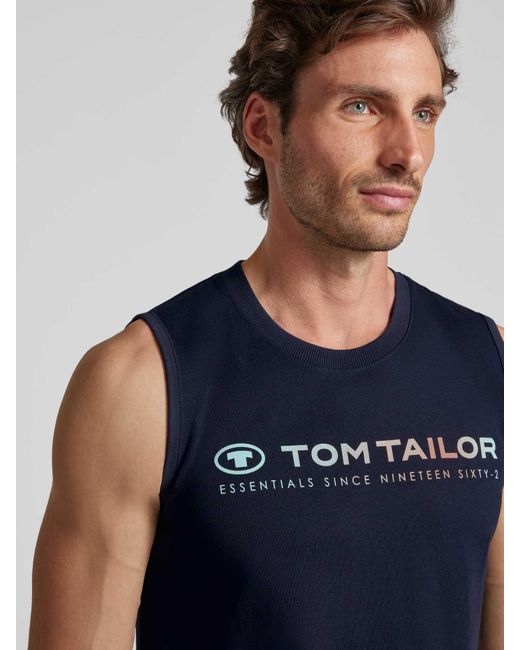 Tom Tailor Tanktop Met Labelprint in het Blue voor heren