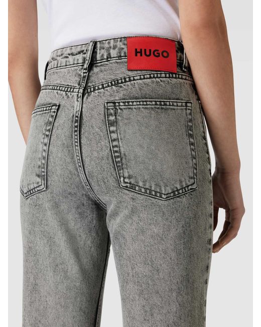 HUGO Gray Straight Leg Jeans im 5-Pocket-Design
