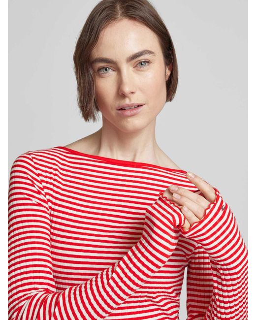 Tommy Hilfiger Shirt Met Lange Mouwen En Golvende Zoom in het Red