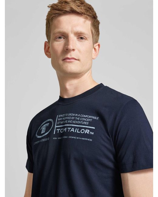 Tom Tailor T-shirt Met Labelprint in het Blue voor heren