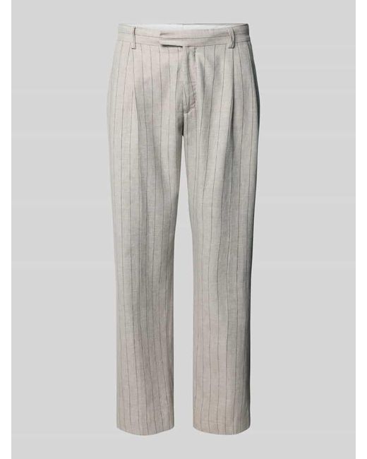 SELECTED Regular Fit Leinenhose mit Bundfalten in Gray für Herren