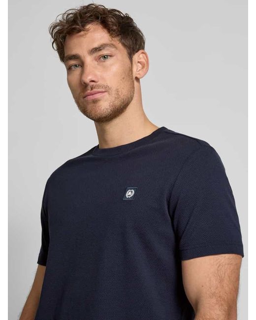 Lerros T-Shirt mit Strukturmuster und Rundhalsausschnitt in Blue für Herren