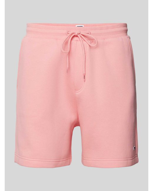 Tommy Hilfiger Regular Fit Sweatshorts Met Logostitching in het Pink voor heren