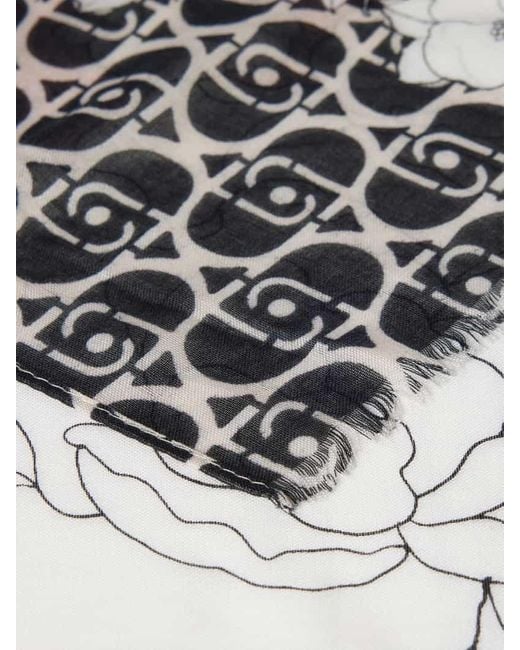 Liu Jo Gray Schal aus Viskose mit Allover-Muster Modell 'Blossom'