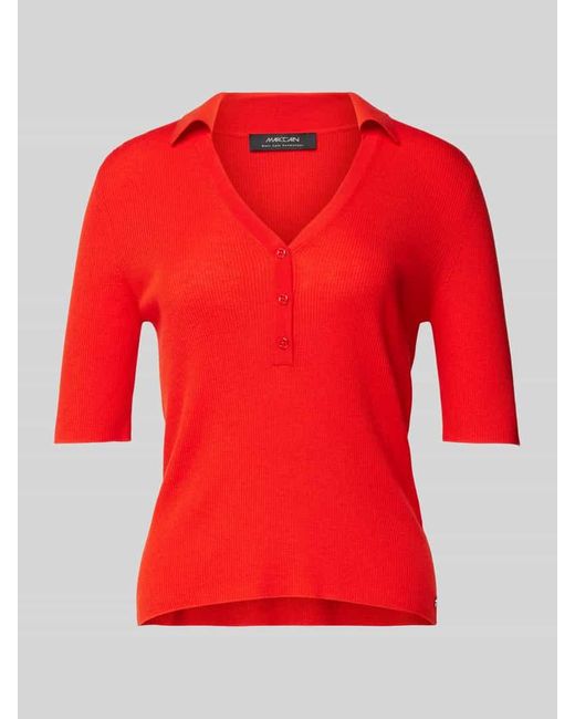 Marc Cain Red Strickshirt mit V-Ausschnitt