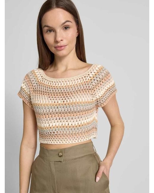 Apricot Natural Crop Top in Strick-Optik