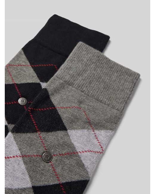 Burlington Socken mit Label-Applikation Modell 'Everyday Argyle' im 2er-Pack in Gray für Herren